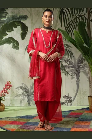 Bani Women Regular Gotta Patti Straight Kurta with Palazzos & Dupatta