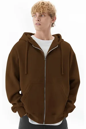 Maniac Men Solid Hooded Oversized Drop-Shoulder Sleeves Sweatshirt