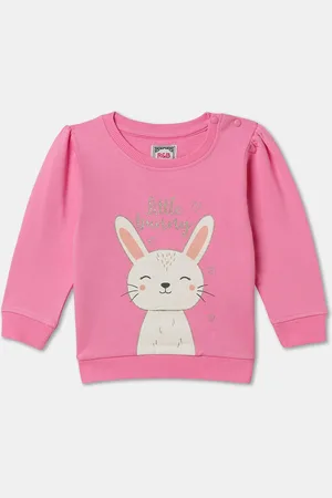 R&B Girls Graphic Printed Round Neck Cotton Pullover Sweatshirt