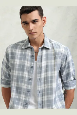 Highlander Men Dobby Textured Checked Oversized Overshirt