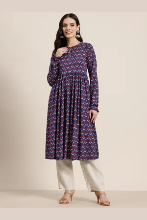 HERE&NOW Women Ethnic Motifs Printed Keyhole Neck Floral Anarkali Kurta