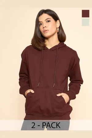 Color Capital Women Pack of 2 Solid Pullover Oversized Cotton Sweatshirts