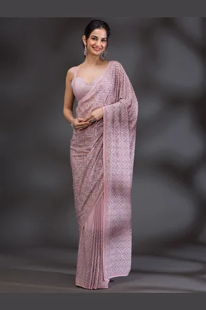 Koskii Beads and Stones Embellished Satin Saree