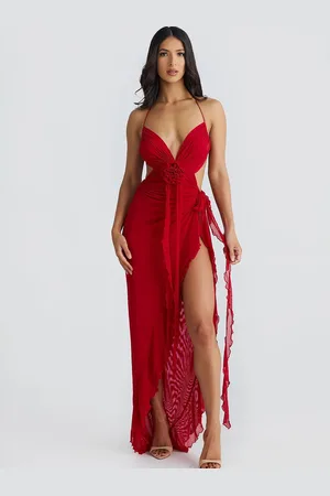 LULU & SKY Women Solid Shoulder Straps Maxi Dress