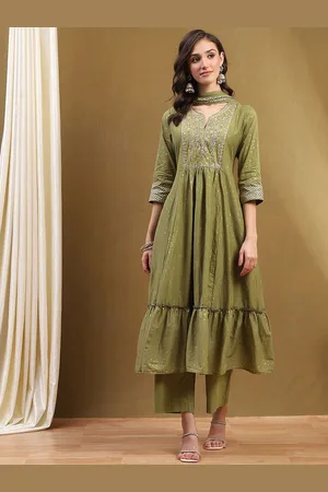 Biba Women Yoke Design Pure Cotton Anarkali Kurta With Palazzos & Dupatta