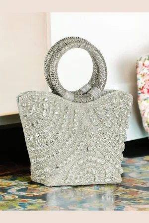 EXOTIC Embroidered Jute Purse Clutch