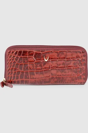 Hidesign Women ANGARA Croc Textured Leather Zip Around Wallet
