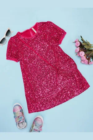 Pantaloons Girls Embellished A-Line Dress With a Sling Bag