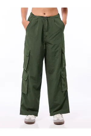 Bewakoof Women Baggy Loose Fit High-Rise Cargo Parachute Pants