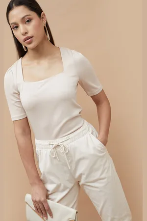 Lifestyle Women Solid Square Neck Top