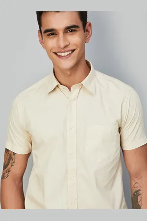 Max Collection Men Spread Collar Solid Cotton Casual Shirt
