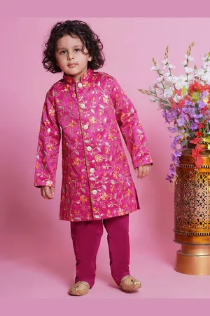 Little Bansi Boys Embroiderd Sherwani With Pyjama