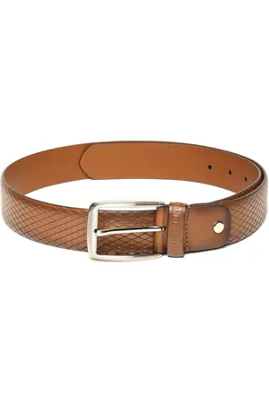 Woodland Men Textured Leather Belt