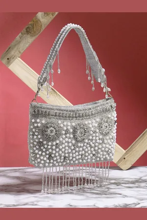 EXOTIC Embroidered Tasselled Jute Purse Clutch