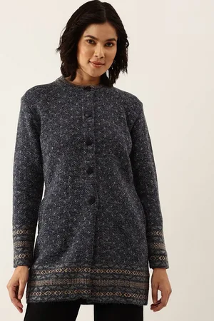Chemistry Women Cable Knit Woollen Longline Cardigan