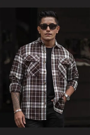 Powerlook Men Spread Collar Tartan Checked Casual Shirt