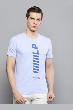 Louis Philippe Men Blue Printed Round Neck T-shirt
