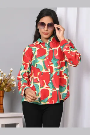 IQRAAR Women Spread Collar Abstract Printed Casual Shirt