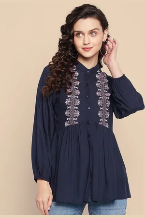 all about you Women Solid Mandarin Collar Top