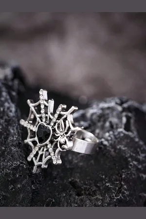 Salty Stone Studded Oxidised Finger Ring