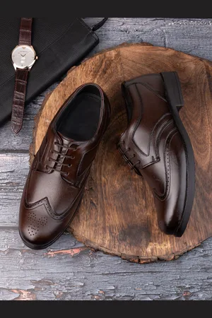 MENGLER Men Solid Genuine Leather Formal Brogues