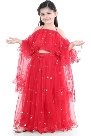 BownBee Girls Embellished Net Ready to Wear Lehenga & Blouse With Dupatta