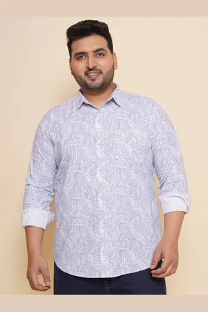 John Pride Men Spread Collar Printed Plus Size Pure Cotton Casual Shirt
