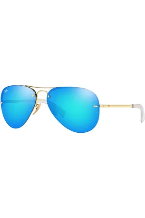 Ray-Ban Men UV Protected Blue Lens Pilot Sunglasses - 0RB3449I92195559