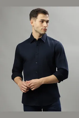 ICONIC Men Spread Collar Solid Cotton Slim Fit Casual Shirt