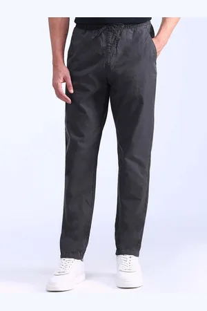 Flying Machine Men Solid Tapered Fit Cotton Regular Trouser
