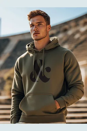 NOBERO Men Printed Hooded Pullover Sweatshirt