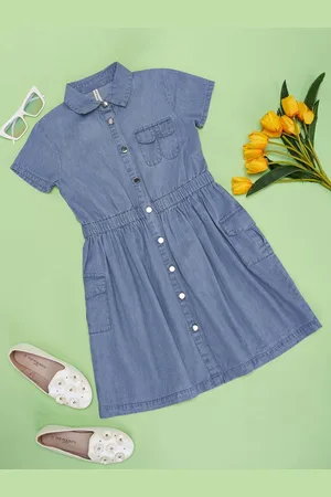 Pantaloons Girls Shirt Collar A-Line Dress