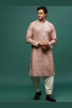 Sangria Rust Ethnic Motifs Printed Mandarin Collar Straight Kurta