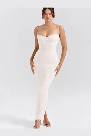 LULU & SKY Women Solid Self Design Bodycon Maxi Dress