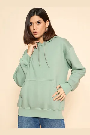 Color Capital Women Solid Hooded Oversized Cotton Sweatshirt