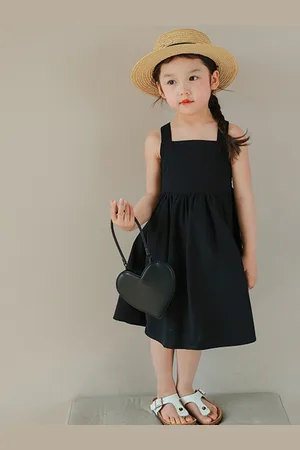 LULU & SKY Girls Backless Pure Cotton Fit & Flare Midi Dress