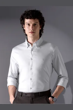 Beyoung Men Spread Collar Solid Formal Shirt