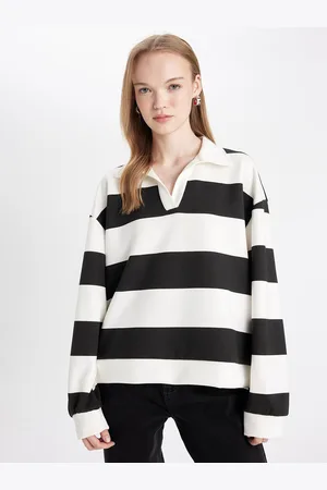 DeFacto Women Striped Polo Collar T-shirt