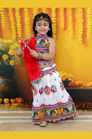 BownBee Girls Embroidered Ready to Wear Cotton Lehenga & Blouse With Dupatta