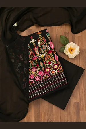 Koskii Ethnic Motifs Embroidered Unstitched Dress Material
