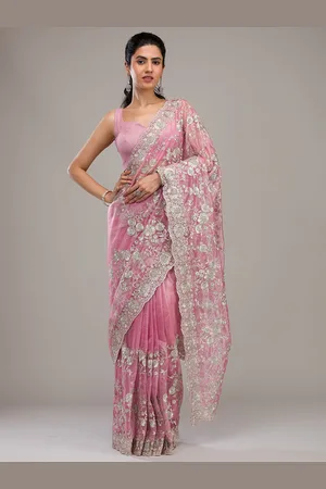 Koskii Ethnic Motifs Beads and Stones Tissue Saree