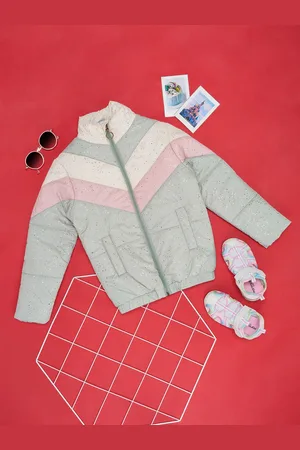 Pantaloons Girls Colourblocked Mock Collar Tailored Jacket