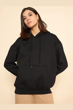 Color Capital Women Solid Hooded Oversized Cotton Sweatshirt