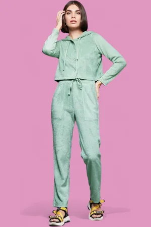 DressBerry Hooded Full-Sleeve Cropped Hooded Regular-Length Polyester Co-Ord Set