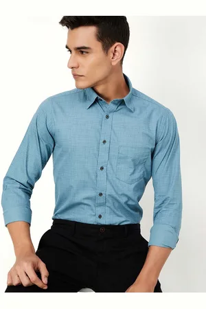 Max Collection Men Spread Collar Micro Checked Cotton Casual Shirt