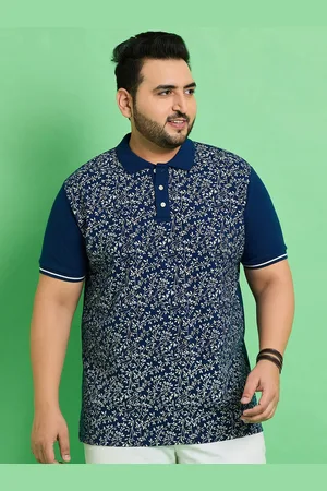 Bigbanana Plus Size Floral Printed Polo Collar Cotton T-shirt