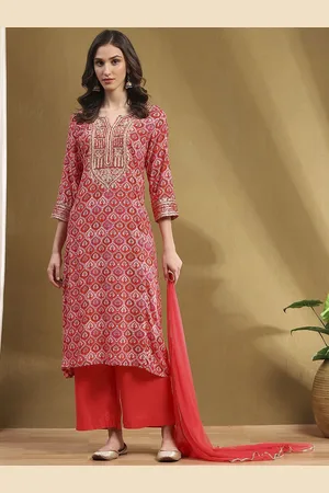 Biba Women Yoke Design Kurta With Palazzos & Dupatta