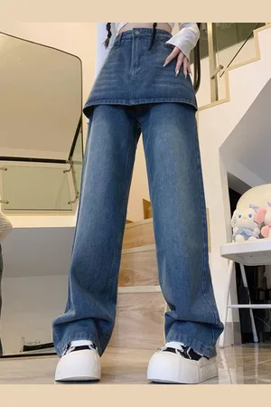 LULU & SKY Women Straight Fit High-Rise Low Distress Light Fade Jeans