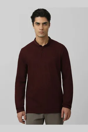 Mufti Men Self Design Mandarin collar Cotton Slim Fit T-shirt