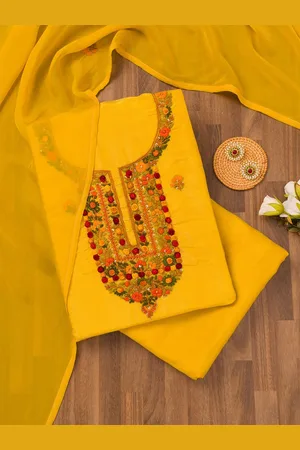 Koskii Floral Embroidered Sequinned Unstitched Dress Material